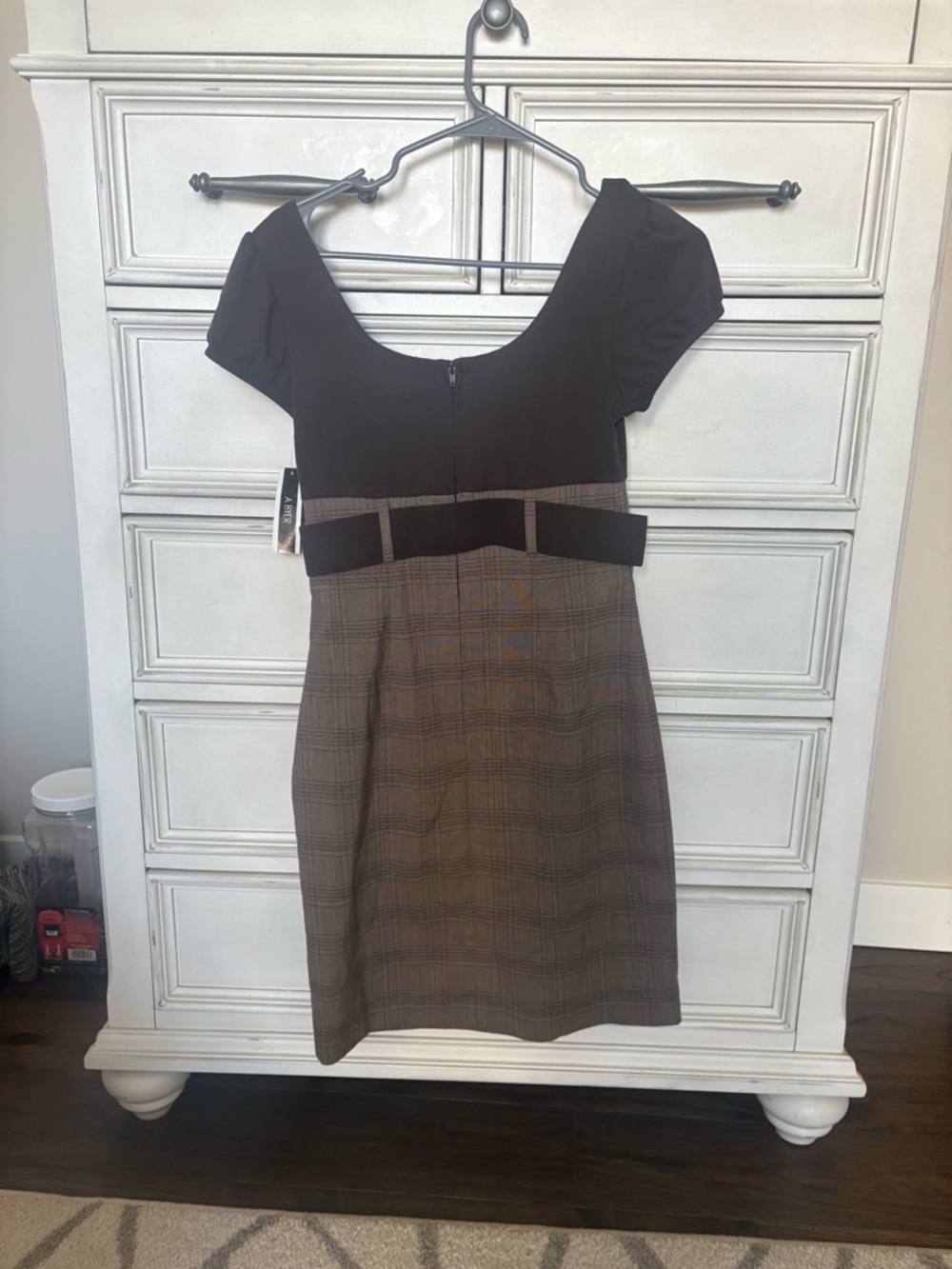 A. Byer Brown Plaid Belted Midi Dress - Picture 6 of 6